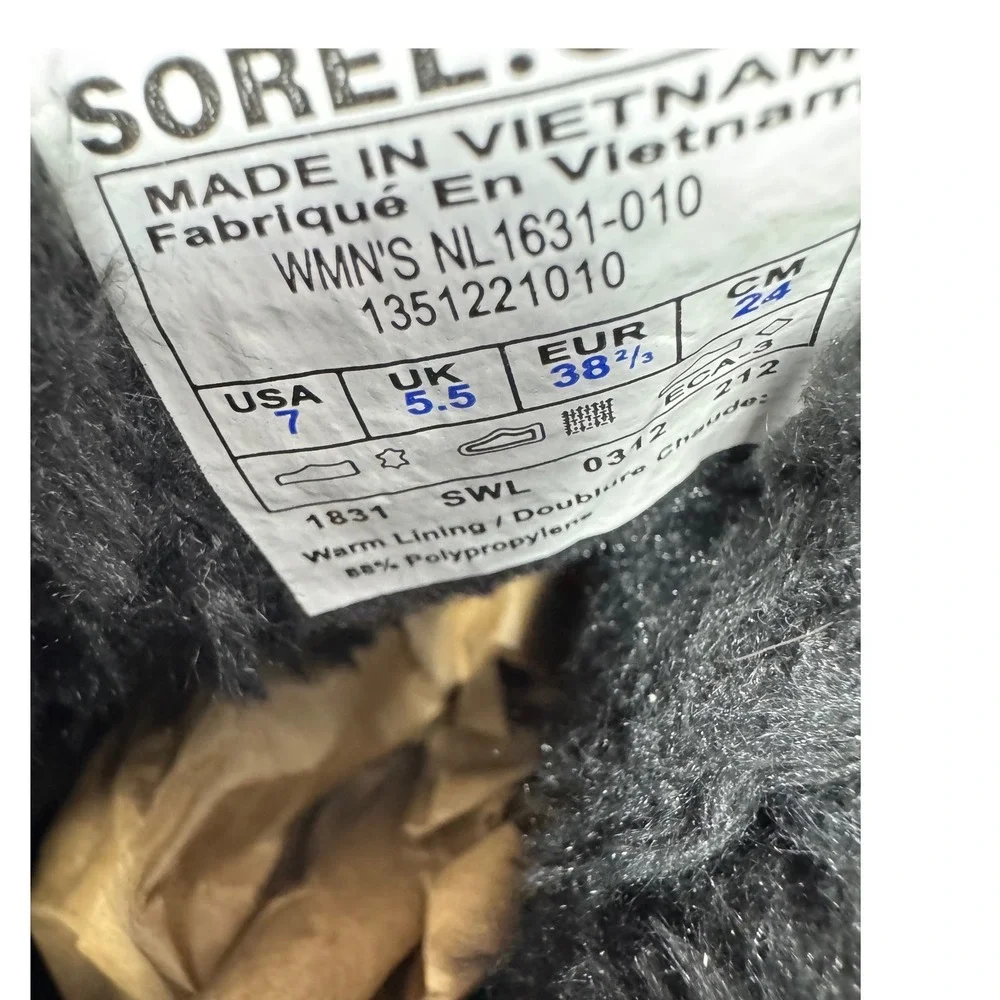 🔥Sorel Tivoli‎ 🖤🩷🖤Waterproof 200g Insulated Winter Boots Black Suede& Fur 7